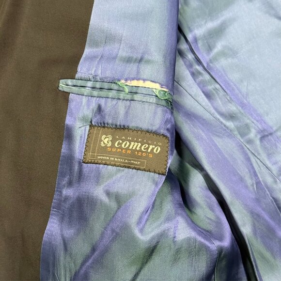 Strada Italy Blazer Comero Super 120's Wool Sport Coat Blue 42S - Picture 7 of 10